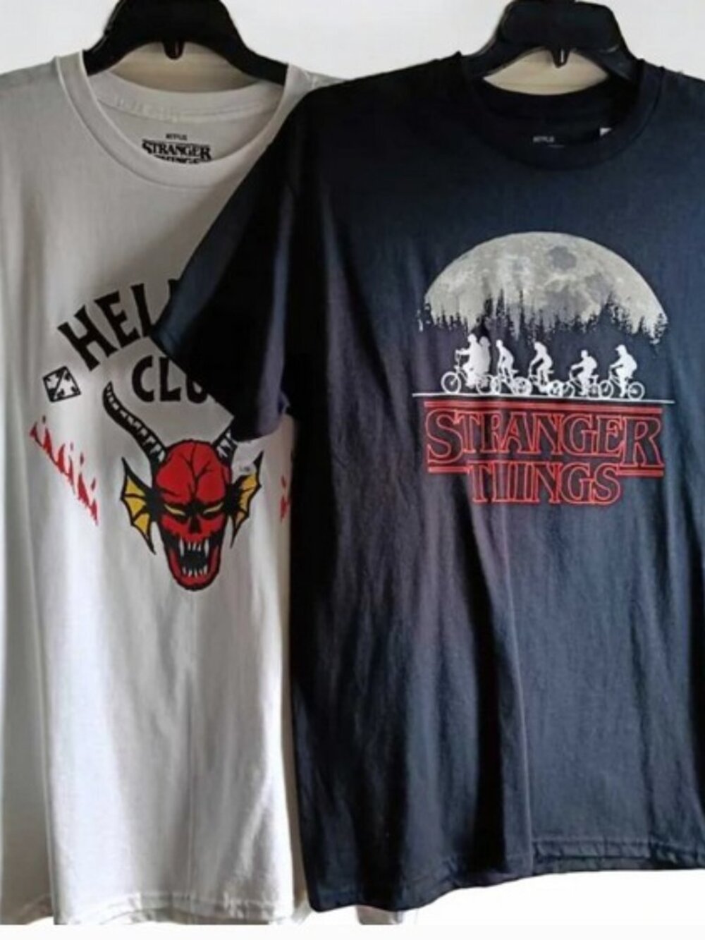 L👹Stranger Things Iconic Graphic Lot of 2 T-shirts Tees Unisex Black and White